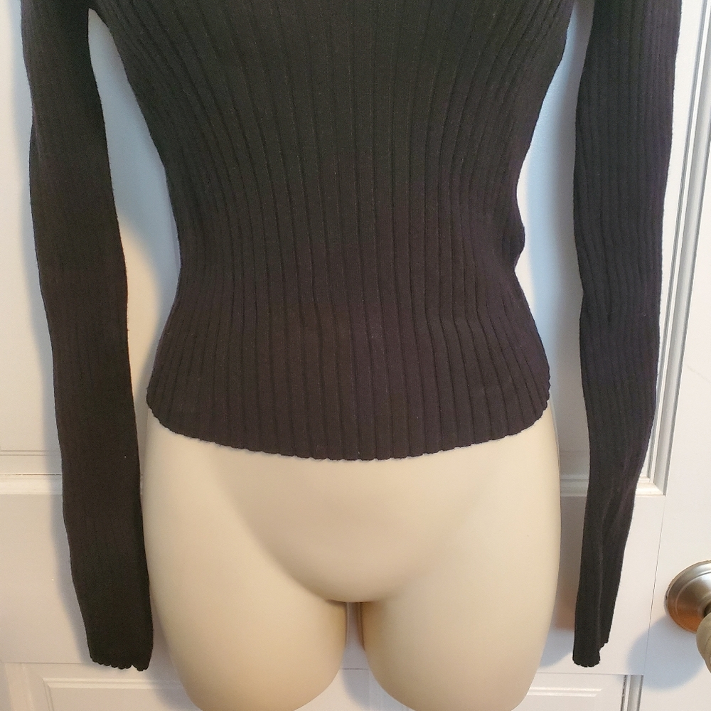 Astr The Label Black Ribbed Cross-Strap Ribbed Sweater - Picture 3 of 8